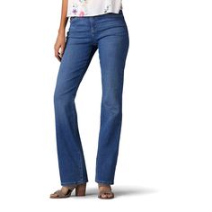 Effortless style starts with these women's classic bootcut jeans from Lee . Stretchy denim construction5-pocketFIT & SIZINGShort: 30-in. inseamAverage: 32-in. inseamTall: 34-in. inseamX-Tall: 36-in. inseamMidrise sits above the hip BootcutZipper flyFABRIC & CARECotton, rayon, polyester, spandexMachine washImported Size: 4 - Regular. Color: Dark Blue. Gender: female. Age Group: adult. Best Bootcut Jeans, Jeans For Petite, Jeans For Petite Women, Woman Jeans, Bootcut Jean, Outfit Jeans, Clothes Closet, Stretchy Jeans, Lee Jeans