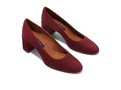 Margaux The Heel - Women's Shoes : Burgundy : Elevate your everyday look in the versatile Margaux Heel pumps. With an elegant shape and attention to detail fit, this block-heeled shoe answers the age-old question, Where can I find a comfortable heel? This structured shoe is constructed with a luxe Italian suede upper and a supportive leather insole, offering a comfortable fit that molds with wear. The slip-on design features a round-toe silhouette with a breathable leather lining and a plush foa Mid Heel Sandals, Comfortable Heels, Veronica Beard, Heel Pumps, Mid Heel, 8 M, Elegant Fashion, Everyday Look, Pumps Heels