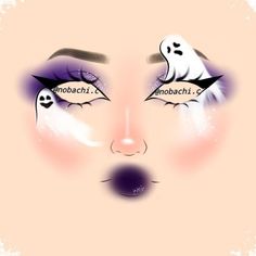 Graphic Halloween Makeup, Halloween Makeup Looks Drawing, Halloween Facechart, Creative Makeup Ideas Art Inspiration, Halloween Makeup Ghost, Makeup Halloween Ideas Creative, Boceto Makeup Egirl, Halloween Aesthetic Makeup