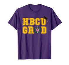 a purple t - shirt with the words hbcu grad in yellow letters