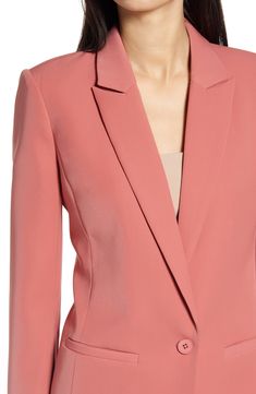 Complete your look with a tailored touch when you add this single-button jacket cut in a classic style to a slightly longer length. Style Name:Endless Rose Tailored Single Button Blazer. Style Number: 5841075. Blazer Style, Single Button Blazer, Button Jacket, Long Length, Dusty Rose, Welt Pockets, Women's Blazer, Classic Style, Tennis