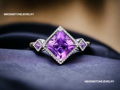 This listing For Natural Amethyst  :-Gemstone - Amethyst :- Birthstone - February :- Stone Shape -  Princess Cut :- Stone Size - 7 mm :- Base Material - 925 Sterling Silver :- Quality - AAA Grade Quality The Ring is made with genuine gemstone and solid 925 sterling silver. You will receive a beautiful Ring as described in the advertisement, a perfect and unique Rings gift for your loved ones. Occasion: Birthday Events, Lovely Valentine's Day Gift, Anniversary Gift, Weeding Gift, Engagement Ring, Lover Gift Ring, Hen Party, and Other Occasion If you have any questions please feel free to contact us via Etsy convo. Thank you for choosing us. Shipping February Stone, Princess Cut Ring, Amethyst Engagement Ring, Amethyst Birthstone, Birthday Events, Princess Cut Rings, Ring Art Deco, Deco Ring, Art Deco Ring