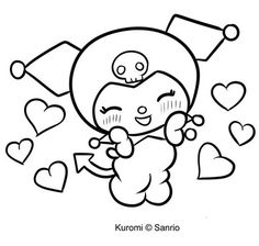 a cartoon character flying through the air with hearts around her and an arrow in his hand