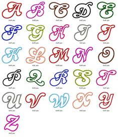 the alphabet in different colors and styles