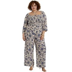 Step into style and comfort with the June + Vie Women's Plus Size Smocked Jumpsuit. This elegant piece is perfect for adding a touch of safari chic to your wardrobe with its Floral Safari design.

- Size: 26/28
- Gender: Female
- Age Group: Adult
- Material: Not specified
- Color: Floral Safari pattern
- Features: Smocked bodice, three-quarter mutton sleeves, drawstring ties at neckline, elastic waist, and ruffle cuffs

Crafted to enhance your curves while ensuring comfort throughout the day, th Chic Spring Jumpsuit With Smocked Bodice, Chic Jumpsuit With Smocked Bodice For Day Out, Chic Smocked Bodice Jumpsuits And Rompers For Brunch, Spring Brunch Jumpsuits And Rompers With Smocked Bodice, Spring Jumpsuits And Rompers With Smocked Bodice For Brunch, Fitted Jumpsuits And Rompers With Smocked Back For Brunch, Fitted Jumpsuit With Smocked Back For Brunch, Casual Jumpsuits And Rompers With Smocked Back For Daywear, Smocked Jumpsuit