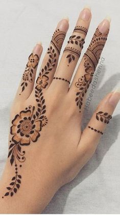 a hand with henna tattoos on it and an image of a woman's hands