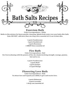 the menu for bath salts recipes