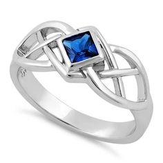 Sterling Silver Blue Spinel CZ Celtic Ring Silver Celtic Rings, Sister Rings, Celtic Ring, Blue Spinel, Costume Jewelry Rings, Celtic Rings, Stone Material, Cubic Zirconia Rings, Stone Setting