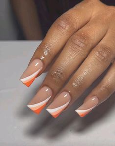 Short Orange Nails, Minimal Nails, Simple Acrylic Nails, Classy Acrylic Nails, Short Square Acrylic Nails, Classic Nails, Acrylic Nails Coffin Short, Summer Acrylic Nails, Short Acrylic Nails Designs