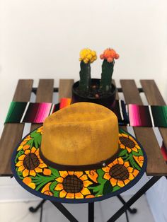 Mexican Embroidered hat Made by Artisan in Chiapas Mexico! Medium Size Handmade Yellow Brimmed Hat, Yellow Handmade Cap, Handmade Yellow Cap, Handmade Yellow Festival Hat, Handmade Yellow Hat For Festivals, Traditional Adjustable Yellow Hat, Handmade Yellow Brimmed Sun Hat, Handmade Yellow Sun Hat For Festival, Yellow Bohemian Hat With Flat Brim