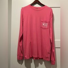 Brand New Pink Soft-washed Long Sleeve T-shirt, Pink Long Sleeve Soft-washed T-shirt, Cotton Tops, Cotton T Shirt, Cotton Tshirt, Colorful Shirts, Top Brands, Long Sleeve Tees, Womens Tops