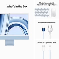 an advertisement for the new apple computer with instructions on how to use it and what's in the box