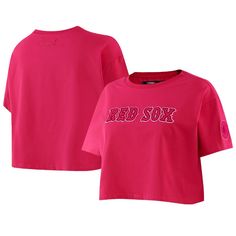 a pink shirt with the word red sox on it