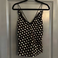 Nwt! Brand New, Never Worn! Size S Polka Dot Sleeveless Party Top, Spring Polka Dot Tops For Night Out, Polka Dot Tops For Spring Night Out, Chic Polka Dot Tops For Night Out, Lady Stardust, Polka Dot Tank Top, Satin Tank Top, Black Peplum, Finders Keepers