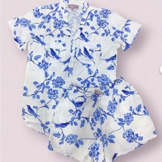 Blue Floral Pajama Set, Great For Bridesmaids Or Bride. Nwt. Floral Pajama Set, Gingham Jacket, Bridesmaid Pyjamas, Best Pajamas, Floral Bridesmaid, Floral Pajamas, Plaid Pajamas, Bow Detail Dress, Sleepwear Sets