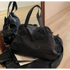 Size Guide: 48 x 33 x 16cm Weight 0.42kg Casual Black Bag With Cat Design, Casual Black Bags With Cat Design, Black Cat Design Shoulder Bag For School, Black Tote Bag With Cat Design, Black Rectangular Bag With Cat Design, Black Travel Bag With Cat Design, Black Tote Shoulder Bag With Cat Design, Black Shoulder Bag With Cat Design For Everyday, Black Shoulder Bag With Cat Design For Daily Use