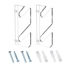 two metal brackets with screws and nails on the side of each door, set of 2