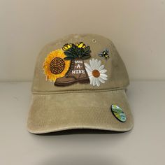 Ready to ship baseball cap with "nature" theme. Country Style Baseball Cap For Outdoor, Outdoor Brimmed Dad Hat, Beige Baseball Cap For Outdoor Use, Beige Baseball Cap For Outdoor, One Size Fits Most, Outdoor Dad Hat, Beige Cap For Outdoor Activities, Khaki Visor Hat For Spring, Brown Country Style Baseball Cap With Curved Brim, Khaki Brimmed Hat One Size Fits Most