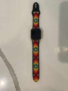 Silicone watch band beaded with seed bead. Multicolor Bracelet Strap Watch Band, Adjustable Beaded Bohemian Watch Bands, Bohemian Beaded Adjustable Watch Bands, Casual Multicolor Apple Watch Band As Gift, Bohemian Adjustable Beaded Watch Bands, Adjustable Multicolor Apple Watch Band, Adjustable Multicolor Apple Watch Band Fashion Accessory, Multicolor Adjustable Casual Watch Bands, Adjustable Casual Apple Watch Band