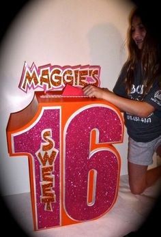 Maggie's Sweet. Gift card money box for Maggie's Sweet 16 party with a slit in the top for gift cards. Birthday Advice, Money Box Diy, Sweet Sixteen Themes, Super Sweet 16, Birthday Party Snacks