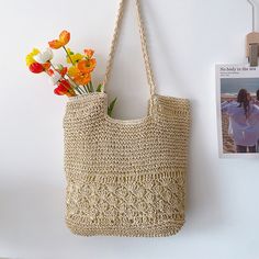 Elena Handbags Large Beach Straw Woven Tote Neutral Summer Beach Shoulder Bag, Square Beige Bucket Bag For The Beach, Square Beige Bucket Bag For Beach, Beige Straw Crochet Bag, Eco-friendly Neutral Shoulder Bag For Beach, Chic Lightweight Beige Beach Bag, Casual Beige Jute Beach Bag, Casual Cream Jute Bag, Beige Straw Beach Bag With Double Handle