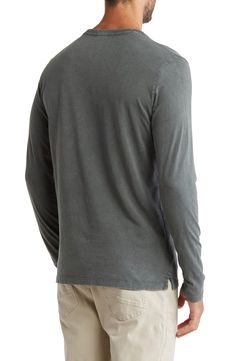 A classic crew neck long sleeve T-shirt in soft washed knit is a must-have for every man's closet.Fit: this style fits true to size.- Crew neck- Long sleeves- Soft knit construction- Washed detail- Approx. 29" length (size M)- ImportedThis item cannot be shipped to Canada. Model's stats for sizing:. Height: 6'0.5". Suit: 39R". Waist: 31". Inseam: 32" Model is wearing size M. Machine wash 100% cotton Washed Long Sleeve Relaxed Fit T-shirt, Casual Long Sleeve Washed T-shirt, Washed Crew Neck T-shirt For Layering, Washed Black Long Sleeve Cotton T-shirt, Long Sleeve Washed Cotton T-shirt, Washed Cotton Long Sleeve T-shirt, Washed Black Long Sleeve T-shirt For Fall, Long Sleeve Washed Relaxed Fit T-shirt, Long Sleeve Washed T-shirt Relaxed Fit