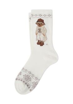 Cloud-soft cotton lends comfort with every step on these Polo Ralph Lauren. This pair showcases the Polo Ralph Lauren mascot in a cozy outfit. | Polo Ralph Lauren Women's Polo Winter Bear Socks, Ivory, 9 - 11 Retired Aesthetic, Ralph Lauren Women Outfits, Polo Socks, Ralph Lauren Winter, Bear Socks, Ralph Lauren Polo Bear, Cherry Baby, Slouch Socks, Winter Bear