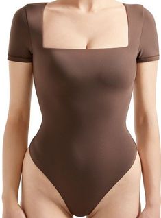 High Stretch Square Neck Bodysuit, High Stretch Elastane Bodysuit With Square Neck, Minimal Stretch Workout Bodysuit, High Stretch Square Neck Bodysuit For Summer, Fitted Square Neck Bodysuit, Fitted Square Neck Seamless Bodysuit, Fitted Elastane Bodysuit For Yoga, Fitted Bodysuit With Square Neck, Seamless Stretch Square Neck Swimwear