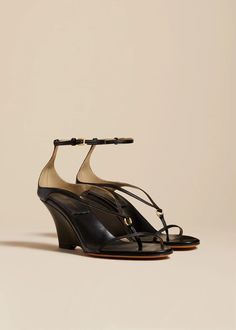 The Marion Strappy Wedge Sandal in Black Leather– KHAITE Ankle Strap Wedges, Strappy Wedges, Wedge Sandal, Strappy Sandals, Wedge Heels, Wedge Sandals, Gold Ring, Ankle Strap, 404 Not Found