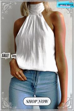 Halter Neck Tie Back Top Blusas Top, Tie Back Top, Halter Tops, Pants Pattern, Tie Backs, 8 M, Cotton Style, Tie Back, White Tops