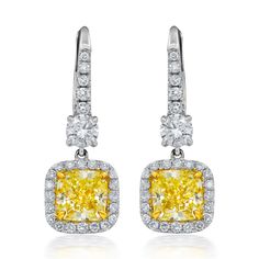 diamond drop earrings for women Yellow Diamond Earrings, Yellow Diamond Jewelry, Large Diamond Rings, Canary Yellow Diamonds, Yellow Diamond Earring, Fancy Light, Halo Diamond Earrings, Vintage Drop Earrings, Emerald Green Earrings