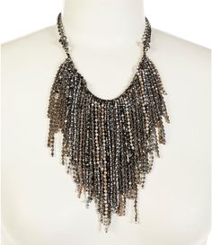 From Natasha Accessories&#x2C; this necklace features:Collar necklace Hematite-tone hardwareLobster hook closureApprox. 14" with 3" extender Imported. Bead Fringe, Beaded Fringe, Accessories Jewelry Necklace, Dillard's, Collar Necklace, Bead Work, Jewelry Accessories, Jewelry Necklaces, Collar