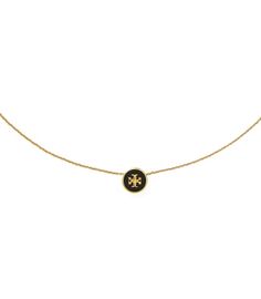 Directly from Tory Burch - Understated polish: The Kira Enameled Pendant Necklace transforms our signature logo into a lacquered charm on a delicate chain. Tory Burch Official Site. Classic Round Jewelry With Logo Charm, Gold-tone Round Necklace With Logo Charm, Classic Round Necklace With Logo Charm, Gold-tone Necklace With Logo Charm, Gold Enamel Necklace With Cable Chain, Formal Enamel Necklace With Polished Finish, Yellow Gold Jewelry With Logo For Gift, Yellow Gold Jewelry With Logo As Gift, Elegant Black Enamel Necklace