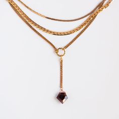 Palmer Garnet Necklace | Local Eclectic – local eclectic Local Eclectic, Layered Chain Necklace, Layered Chain, Garnet Necklace, Layered Chains, Garnet Jewelry, Vermeil Jewelry, Necklace Box, Black Jewelry