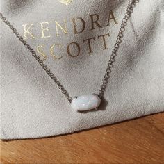 White Opal Kendra Scott Necklace With Silver Chain Silver Hoco Jewelry, Dainty White Jewelry With Chain, Dainty White Jewelry With Silver Chain, White Jewelry With Adjustable Chain For Everyday, Minimalist White Jewelry With Adjustable Chain, White Cable Chain Jewelry Gift, White Cable Chain Jewelry As Gift, White Cable Chain Jewelry For Gift, White Necklace With Silver Chain As Gift