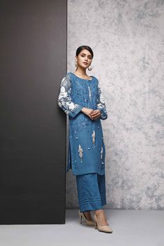 Shireen Lakdawala  Luxury Pret Abyss Formal Salwar Kameez With Pearl Embroidery, Elegant Formal Salwar Kameez With Pearl Embroidery, Formal Salwar Kameez With Pearl Embroidery For Festive Occasions, Blue Chiffon Dress With Intricate Embroidery, Embellished Georgette Lawn Suit For Wedding, Unstitched Salwar Kameez With Pearl Embroidery In Georgette, Wedding Party Wear Kurta With Pearl Embroidery, Elegant Light Blue Dresses With Dabka Work, Designer Chiffon Sets With Mirror Work