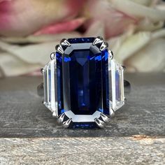 Sapphire Wedding Ring Set Emerald Cut, Sapphire Engagement Ring Emerald Cut, Pink Sapphire Pendant, Blue Sapphire Engagement Ring, September Birthstone Jewelry, Blue Sapphire Ring, Gold Statement Ring, Emerald Engagement Ring Cut, Sapphire Engagement Ring Blue