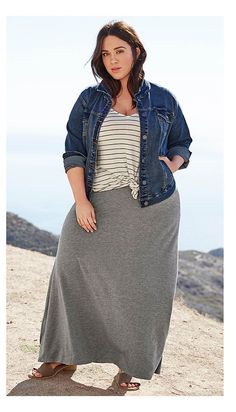 Plus-koon Muoti, Plus Size Summer Outfits, Long Skirt Outfits, Hipster Grunge, Maxi Skirt Outfits, Outfits 2017, Spring Fashion Outfits, Cooler Look