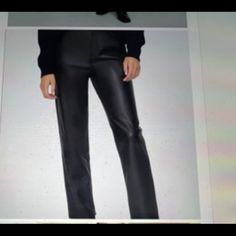 Zara Mom Fit High Waisted Faux Leather Pants. Size 8 Or 29. These Pants Fit True In The Waist And Wider In The Legs. Has Five Pockets And Look Like Nice Quality Leather. Sleek Faux Leather Formal Bottoms, Trendy Straight Leg Leather Pants For Office, Faux Leather Straight Leg Pants For Office, Sleek Faux Leather Pants For Business Casual, Elegant Faux Leather Pants For Formal Occasions, High-waisted Faux Leather Business Casual Pants, Trendy High-waisted Leather Pants For Business Casual, Chic Faux Leather Pants For Formal Occasions, Chic Faux Leather Pants For Business Casual