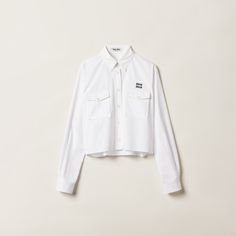 White Poplin shirt | MIU MIU Miu Miu Collared Cotton Tops, Miu Miu Cotton Collared Tops, Casual Collared Tops By Miu Miu, Classic Cotton Miu Miu Tops, Classic Miu Miu Cotton Tops, Miu Miu Tops For Spring Workwear, Classic Long Sleeve Miu Miu Tops, Miu Miu Classic Long Sleeve Tops, Miu Miu Casual Tops For Workwear