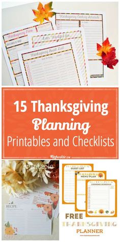 thanksgiving printables and checklists with text overlay