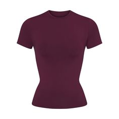 The Smoothing T-Shirt will be a staple in your wardrobe. This crew neck short sleeve style features a body-hugging fit that makes it the perfect lounge top or base layer under clothing. Lounge Top, Wine Color, T Shirt Women, Base Layer, Cute Tops, Sleeve Styles, Onyx, Berry, Womens Shirts