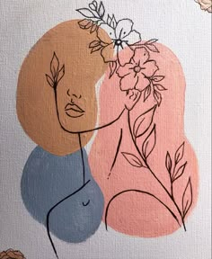 a painting of two women with flowers in their hair and one woman's face