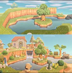 two different views of the same area in animal crossing