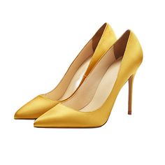 Shop Yellow Bridal Satin Court Shoes 4 inches Stilettos Slip-On High Heel Pumps color Yellow for Party, Wedding, Work with worldwide Free shipping & Free return. Casual Pumps, Satin Heels, Satin Pumps, Stiletto Shoes, Pointed Toe Shoes, Stiletto Pumps, High Heels Stilettos, Court Shoes, Heel Pumps