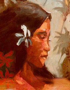 an oil painting of a native american woman