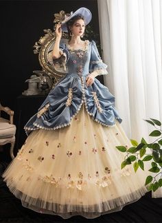 Victorian Dress Gown, Masquerade Party Dresses, Victorian Ball Gowns, Gothic Victorian Dresses, Gaun Abad Pertengahan, Baroque Dress, Rococo Dress, Antoinette Dress, Victorian Gown