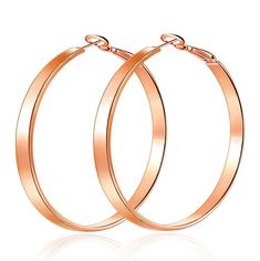 PRICES MAY VARY. Fashion ladies hoop earrings size: Length- Approx 2 inch(50mm), Width- Approx 2 inch(50mm), Light weight: 0.28 0Z; Flattened Hoop Earring: The rose gold hoop earrings are natural and perfect; Super light weight. The clasp is easy to open and close. Very convenient and comfortable to wear. These big hoops earrings are high-grade environmental jewelry. Durable and bright. Lead free and nickel free. Hypoallergenic. Safe for sensitive ears. MESMERIZING DESIGN - This design is Sleek Big Hoops Earrings, Rose Gold Hoop Earrings, Hoops Earrings, Jewelry Earrings Hoops, Sensitive Ears, Gold Hoop, Gold Hoop Earrings, High Quality Jewelry, Jewelry Bags