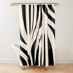 a black and white zebra print shower curtain