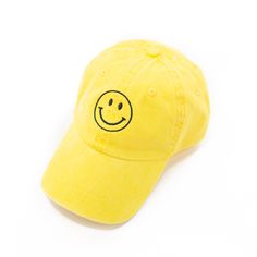 • Adjustable Metal Closure • Signature Little Mama Shirt Shop® design Smiley Hat, Yellow Baseball Cap, Happy Child, Three Boys, Toddler Hat, Kids Baseball, Girl With Hat, Lemon Yellow, Mama Shirt